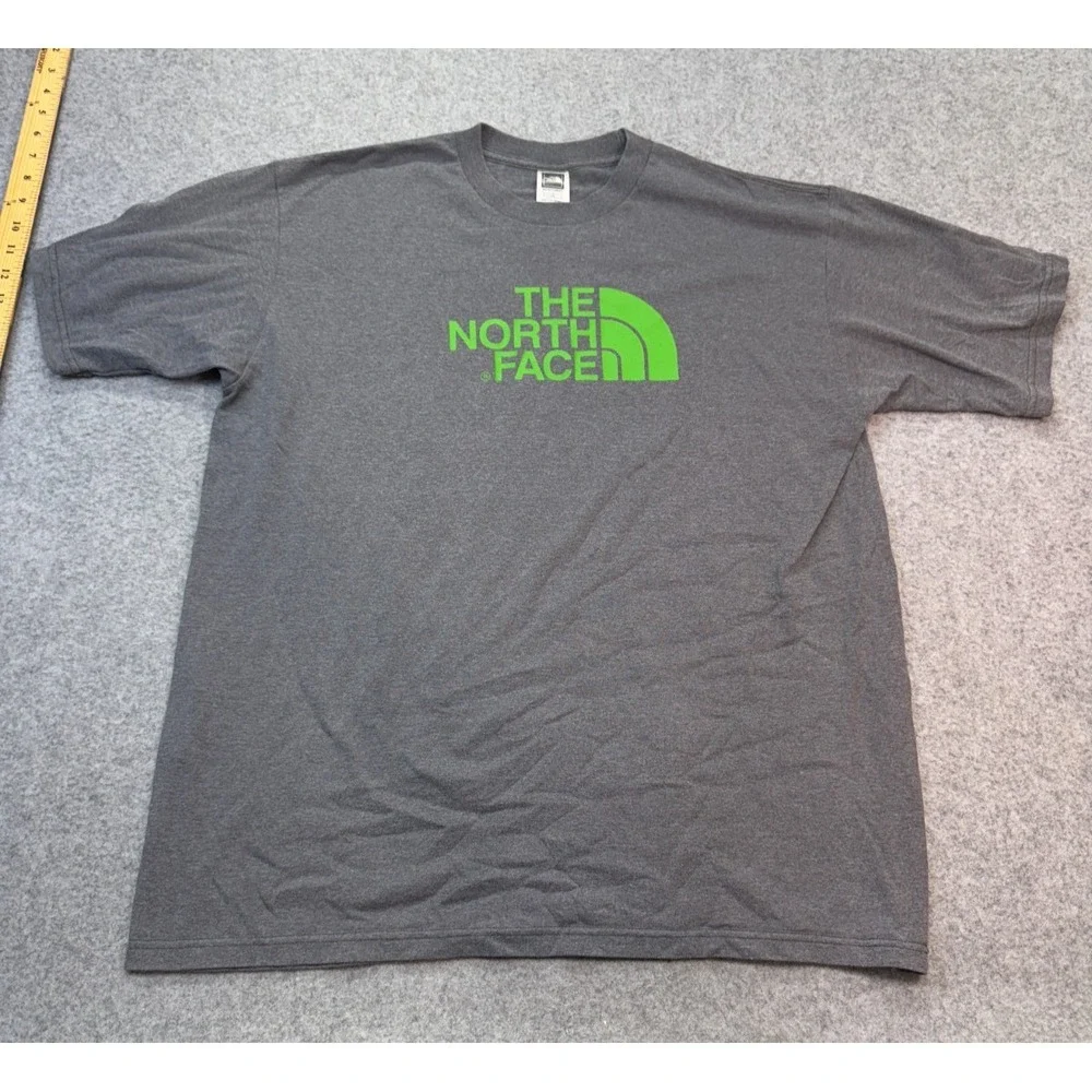 The North Face Men's Graphic Logo T-Shirt Gray Green Cotton Blend Size L‎